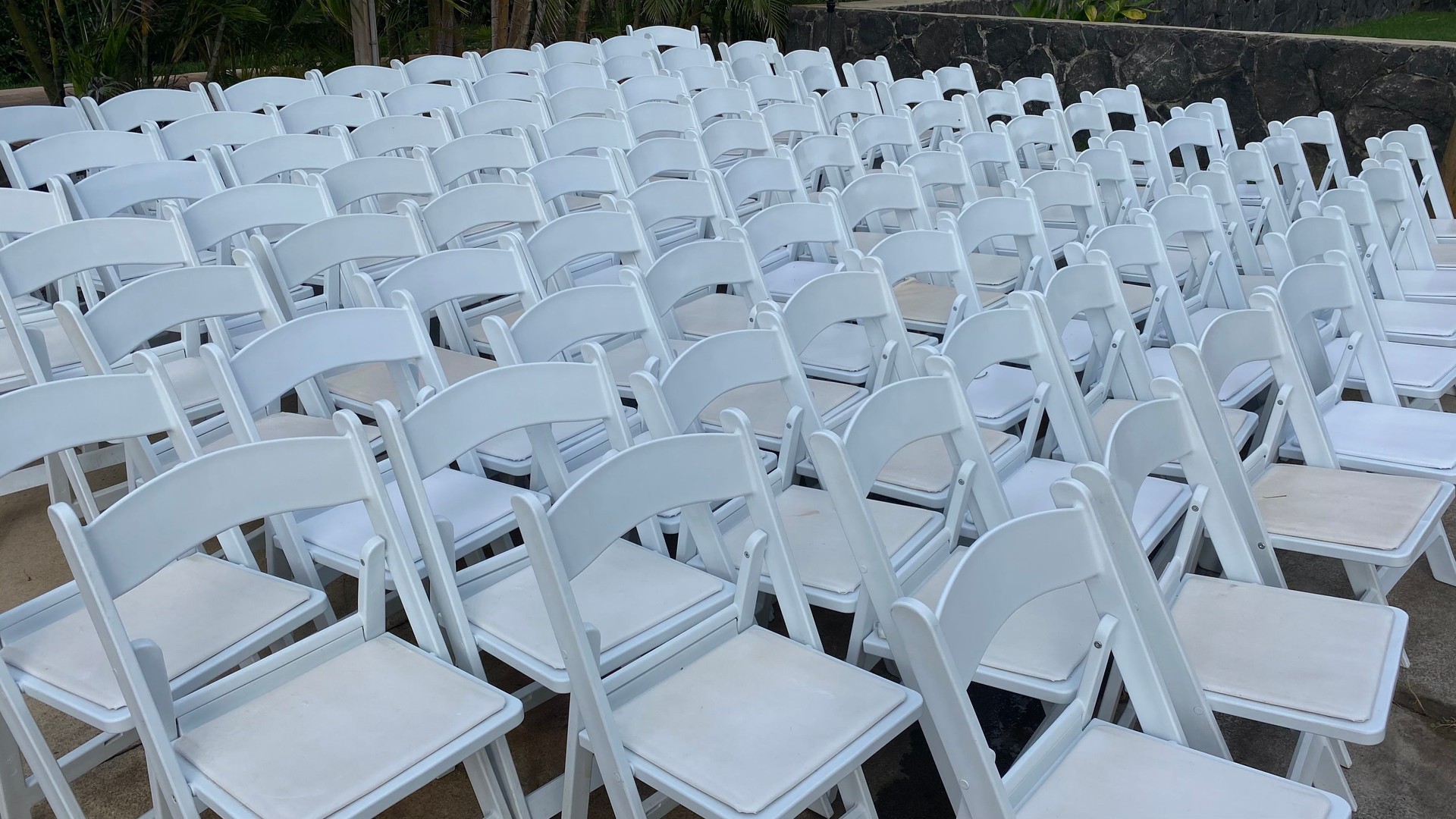 white chairs all in a row - abstract